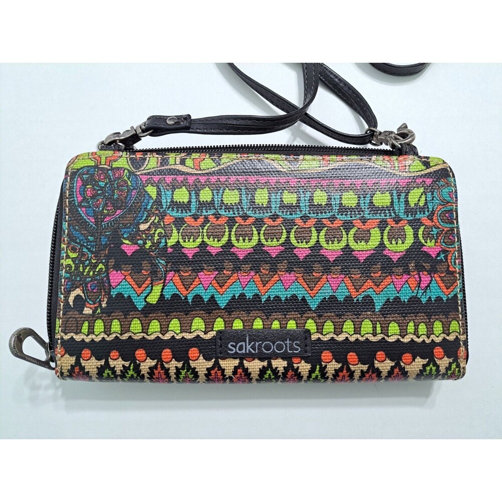 Sakroots Artist Circle Clutch Purse Wallet Crossbody Bag Phone Case Multicolor